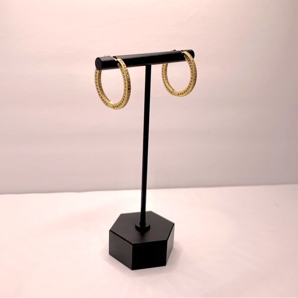 ◾️925 Sterling Silver Gold Plated Sparkles & Pave Hearts
Hoop Earrings - Picture 7 of 10